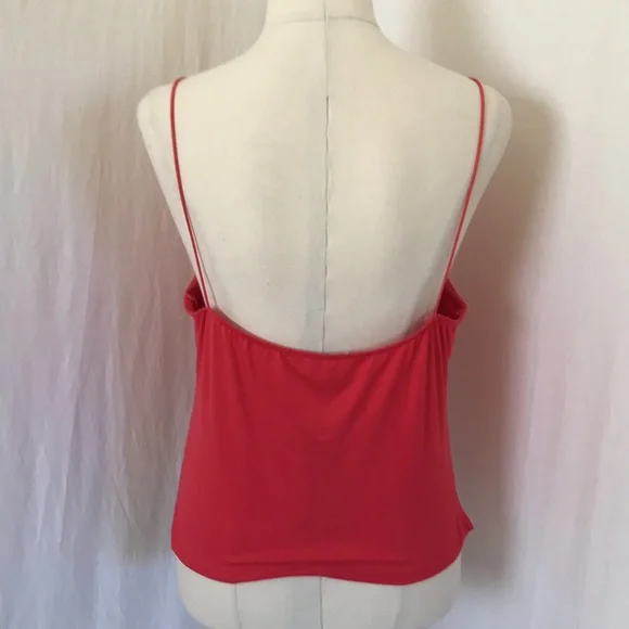 GAZE womens L spaghetti strap ruched red top NEW stretchy fabric - Picture 5 of 15